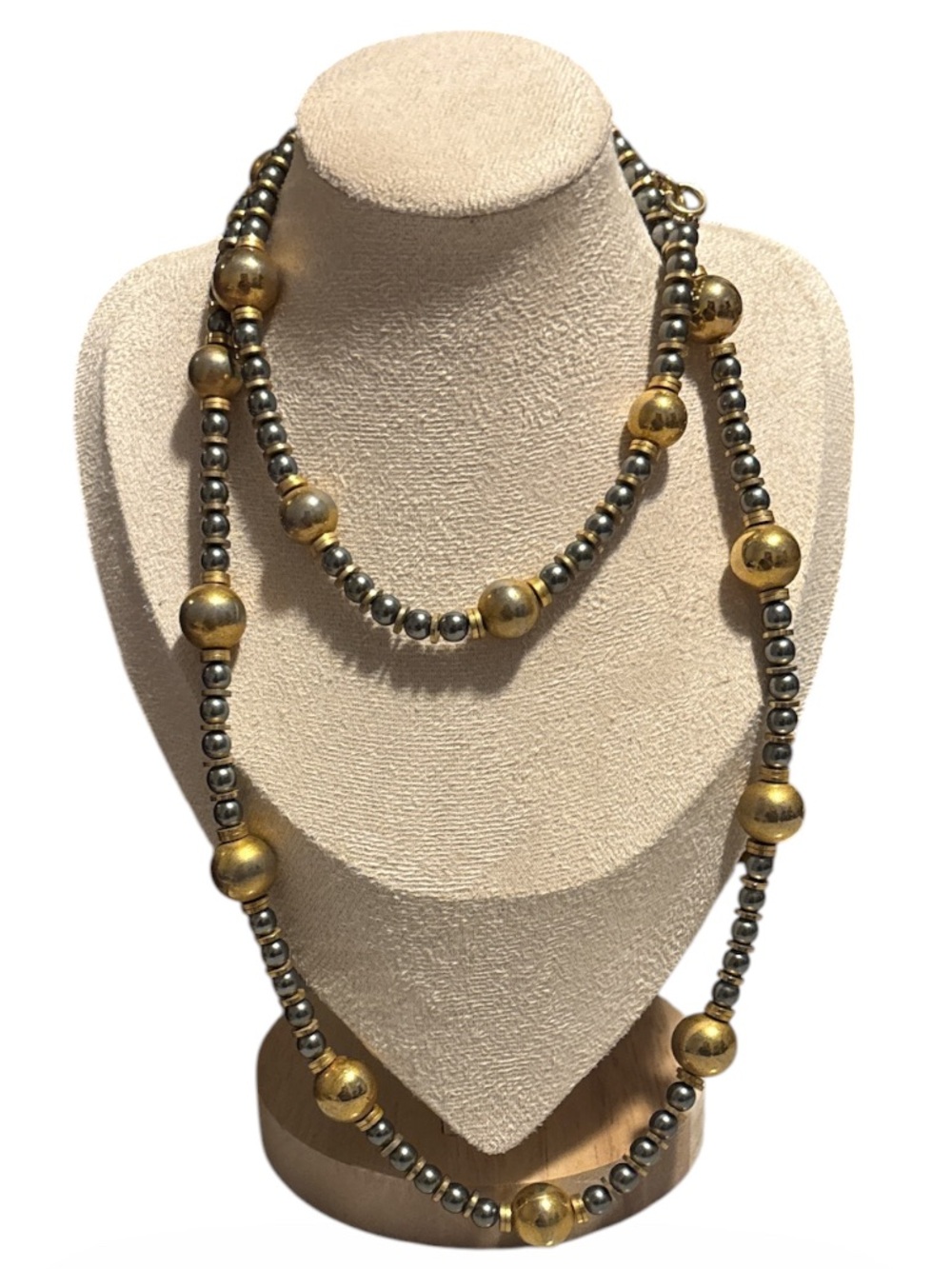 RARE Vintage Yves Saint Laurent Bi-Color Ball chain necklace long 80s-90s